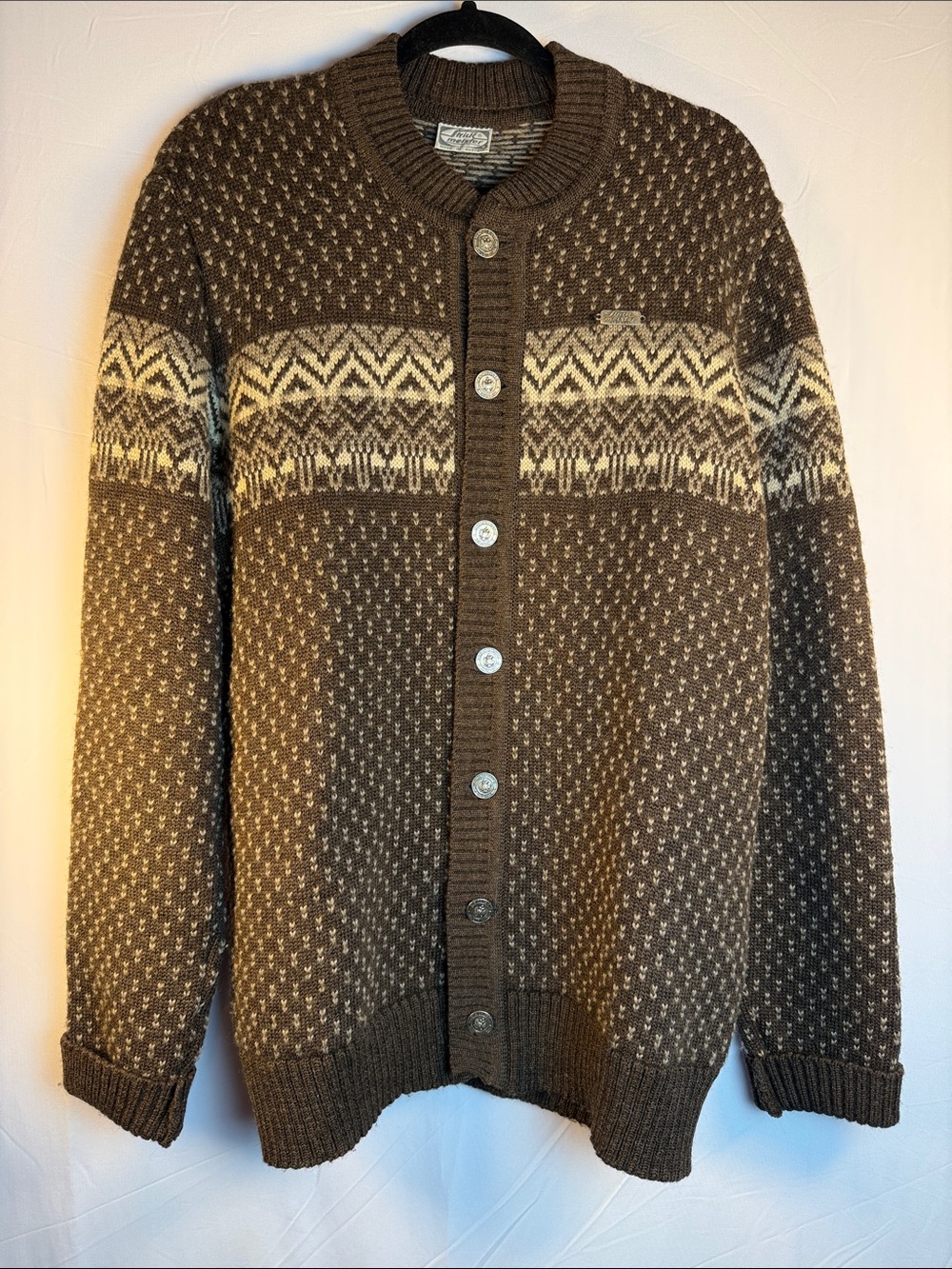 Vintage Strick Meister Men's Brown Nordic Austria Cardigan Sweater